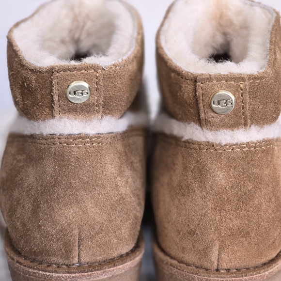 UGG Tan Suede Shearling 3 Inch Heel Ankle Boot US 5 - Picture 3 of 7